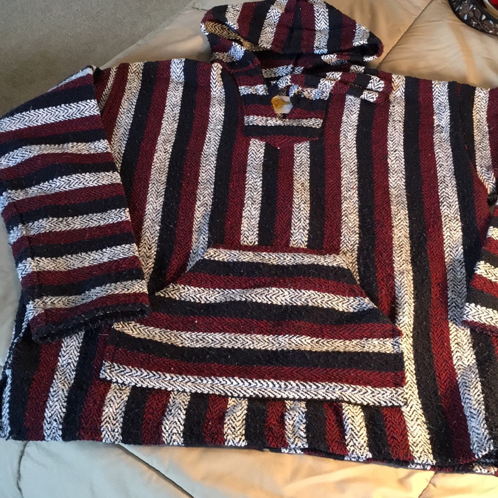 Rag hoodie red blue and grey